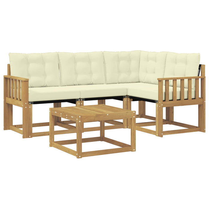Set de canapele de exterior cu pernă 5 pcs Alb și crem WALTI