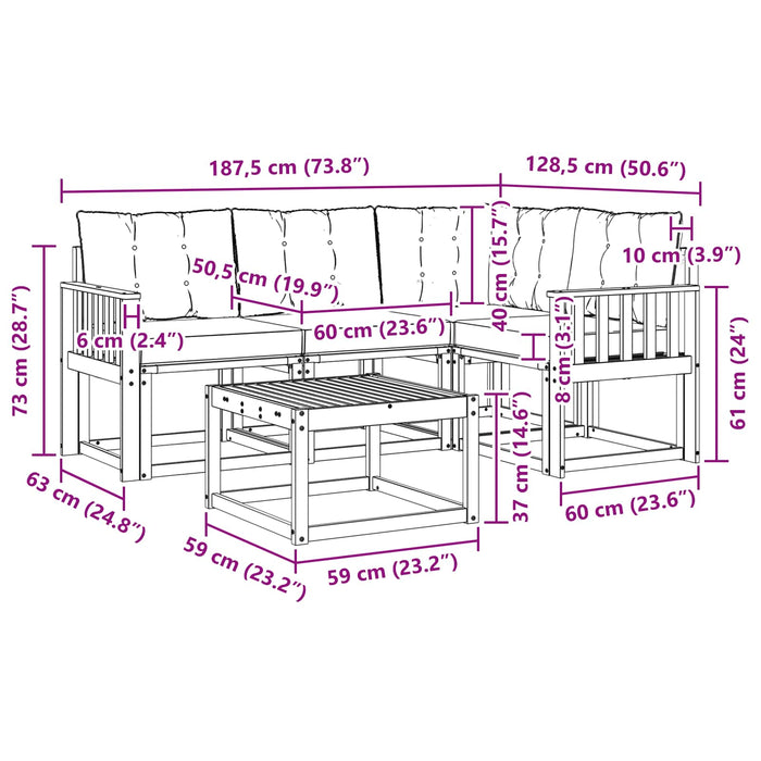 Set de canapele de exterior cu pernă 5 pcs Alb și Bej WALTI