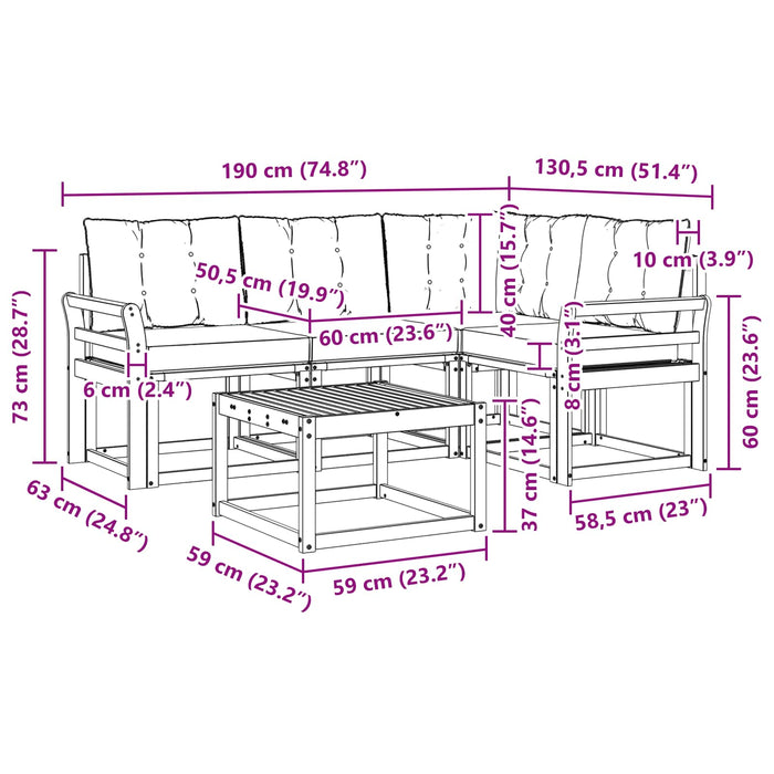 Set de canapele de exterior cu pernă 5 pcs Alb și gri deschis WALTI