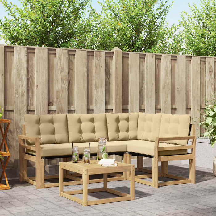 Set de canapele de exterior cu pernă 5 pcs Alb și Bej WALTI