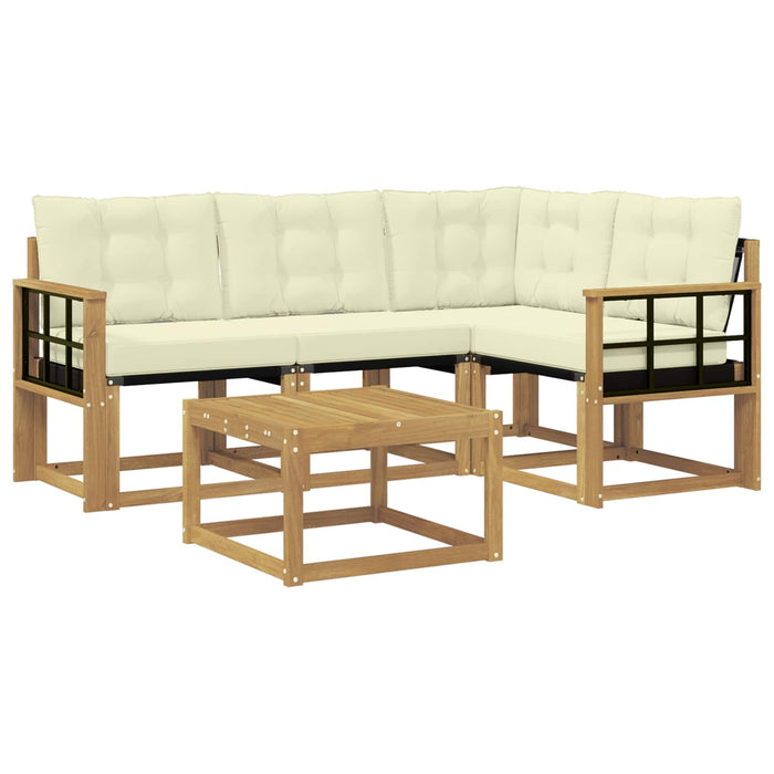 Set de canapele de exterior cu pernă 5 pcs Alb și crem WALTI