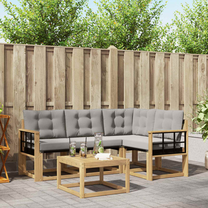 Set de canapele de exterior cu pernă 5 pcs Alb și gri deschis WALTI