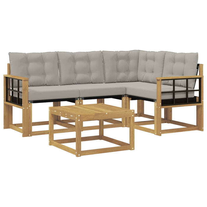 Set de canapele de exterior cu pernă 5 pcs Alb și gri deschis WALTI