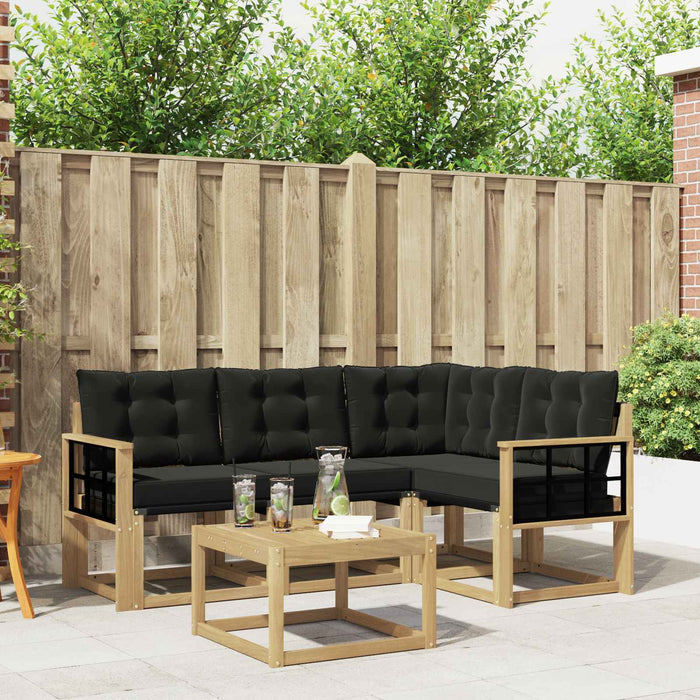 Set de canapele de exterior cu pernă 5 pcs Alb și negru WALTI