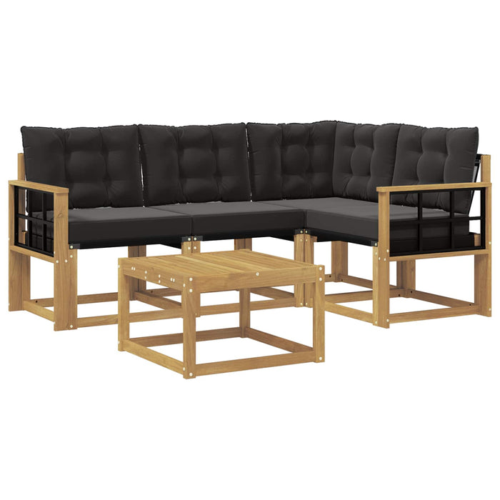 Set de canapele de exterior cu pernă 5 pcs Alb și negru WALTI