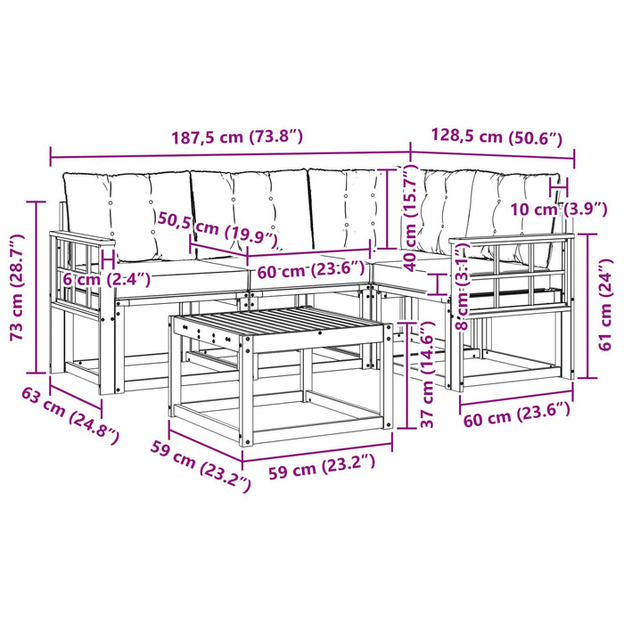 Set de canapele de exterior cu pernă 5 pcs Alb și Bej WALTI