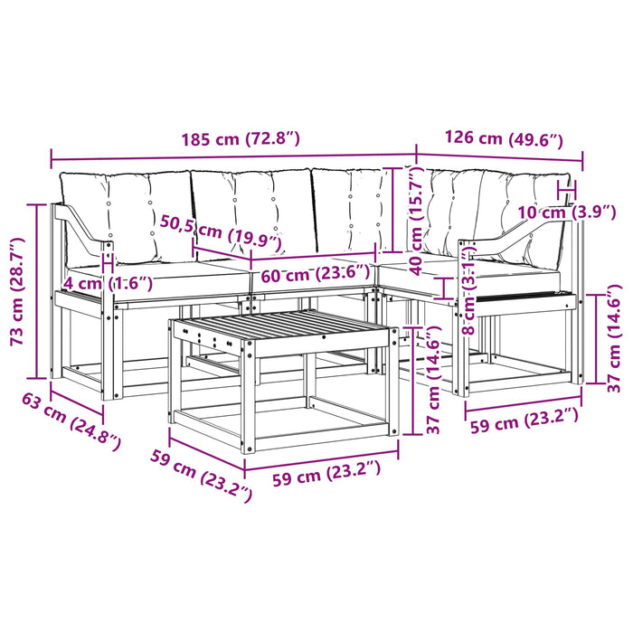 Set de canapele de exterior cu pernă 5 pcs Alb și crem WALTI