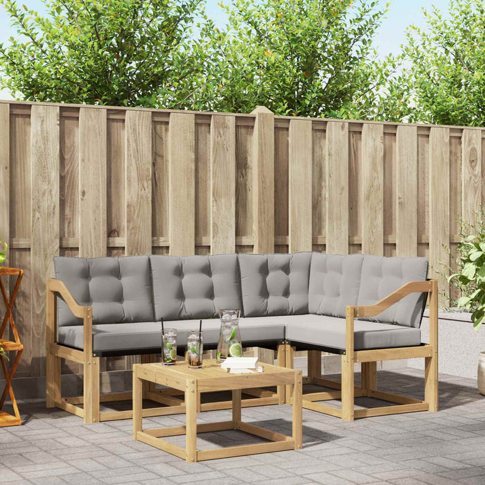 Set de canapele de exterior cu pernă 5 pcs Alb și gri deschis WALTI