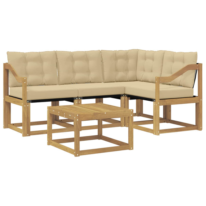 Set de canapele de exterior cu pernă 5 pcs Alb și Bej WALTI