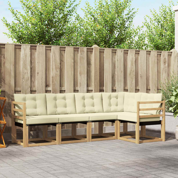 Set de canapele de exterior cu pernă 5 pcs Alb și crem WALTI