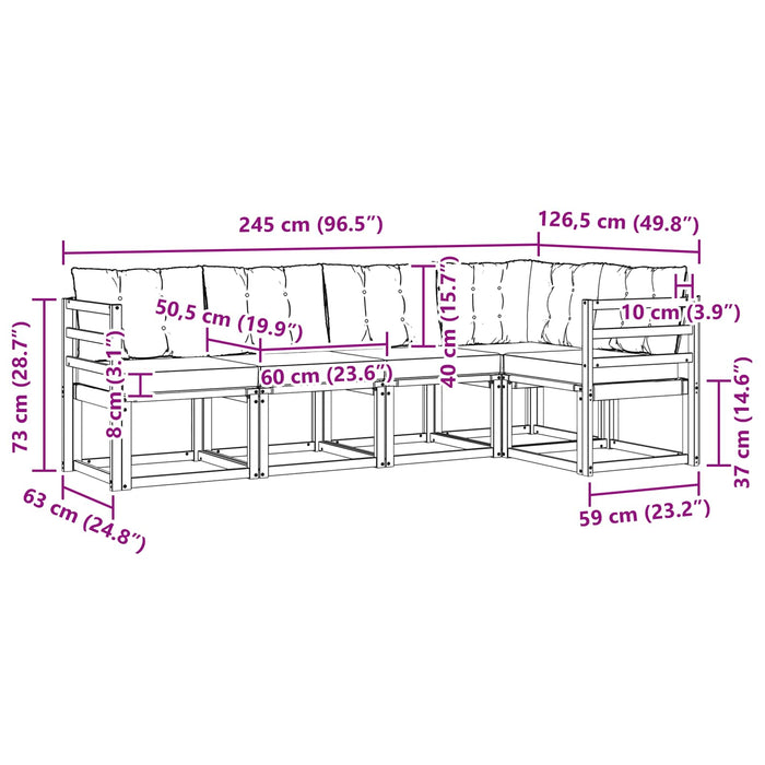 Set de canapele de exterior cu pernă 5 pcs Alb și gri deschis WALTI