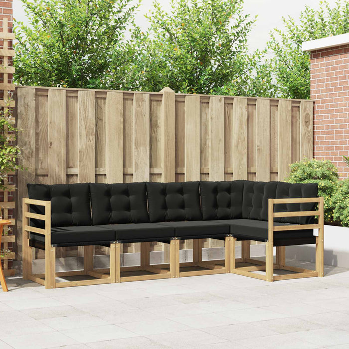 Set de canapele de exterior cu pernă 5 pcs Alb și negru WALTI