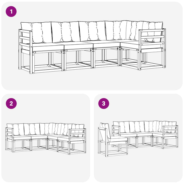Set de canapele de exterior cu pernă 5 pcs Alb și negru WALTI