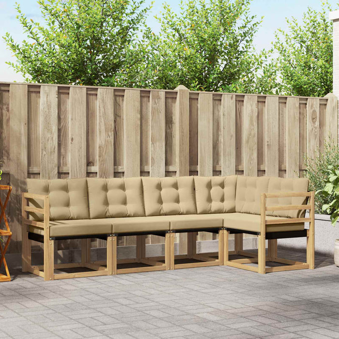 Set de canapele de exterior cu pernă 5 pcs Alb și Bej WALTI