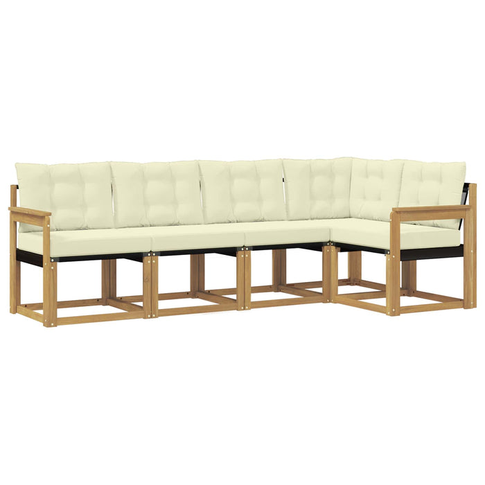Set de canapele de exterior cu pernă 5 pcs Alb și crem WALTI