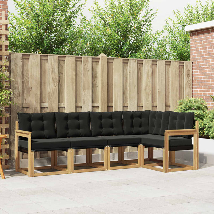 Set de canapele de exterior cu pernă 5 pcs Alb și negru WALTI