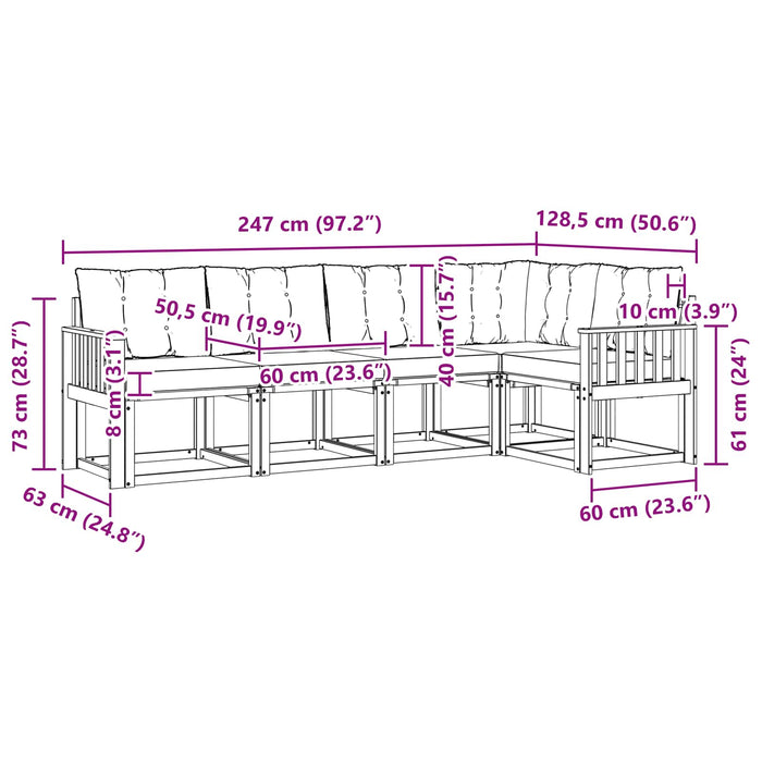 Set de canapele de exterior cu pernă 5 pcs Alb și gri deschis WALTI