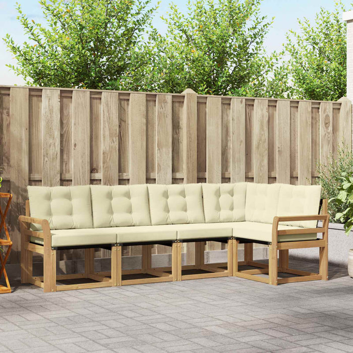 Set de canapele de exterior cu pernă 5 pcs Alb și crem WALTI