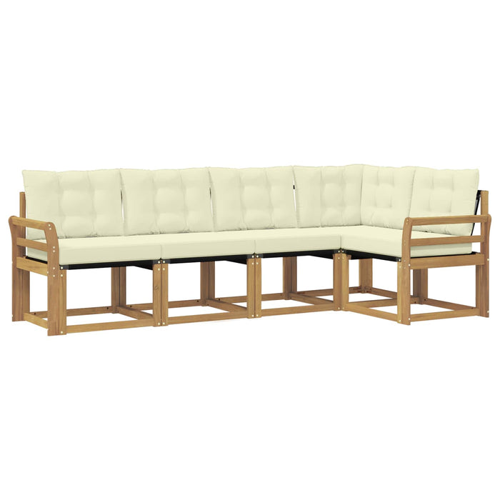 Set de canapele de exterior cu pernă 5 pcs Alb și crem WALTI