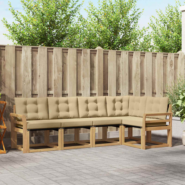 Set de canapele de exterior cu pernă 5 pcs Alb și Bej WALTI