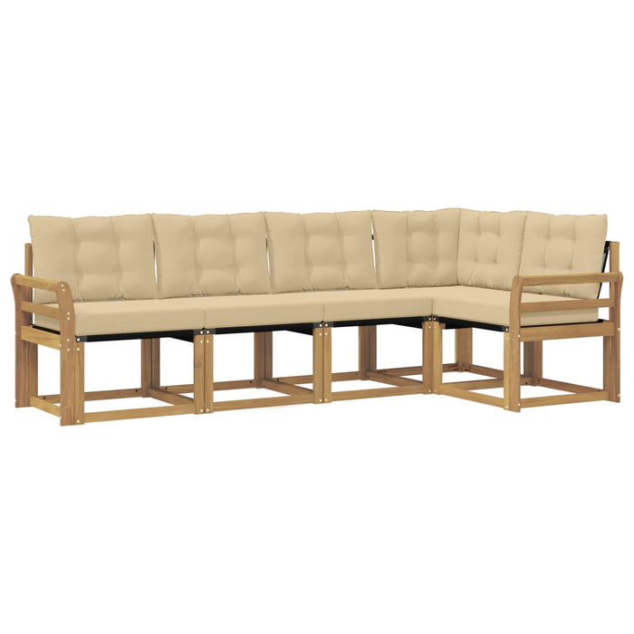 Set de canapele de exterior cu pernă 5 pcs Alb și Bej WALTI
