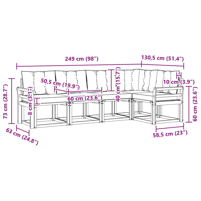 Set de canapele de exterior cu pernă 5 pcs Alb și Bej WALTI