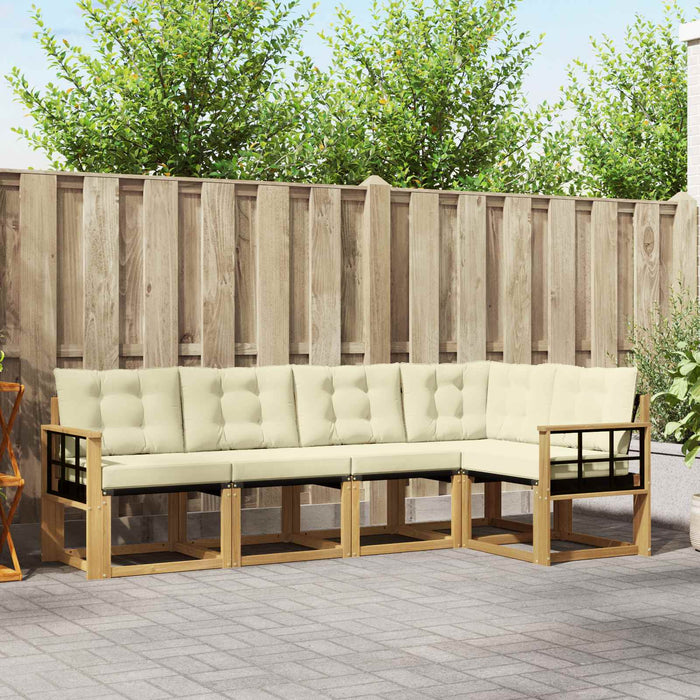 Set de canapele de exterior cu pernă 5 pcs Alb și crem WALTI