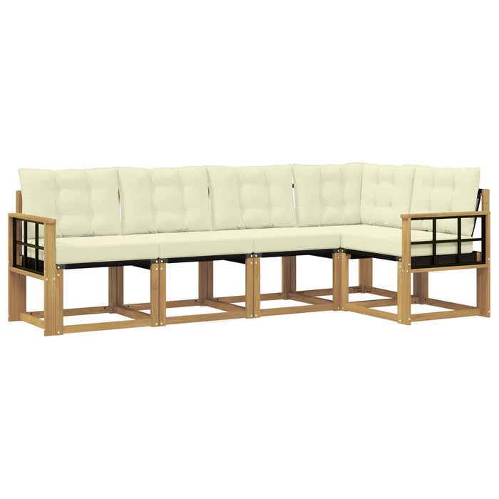 Set de canapele de exterior cu pernă 5 pcs Alb și crem WALTI
