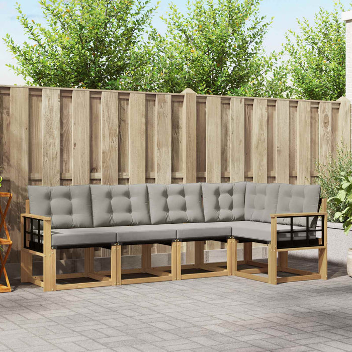Set de canapele de exterior cu pernă 5 pcs Alb și gri deschis WALTI