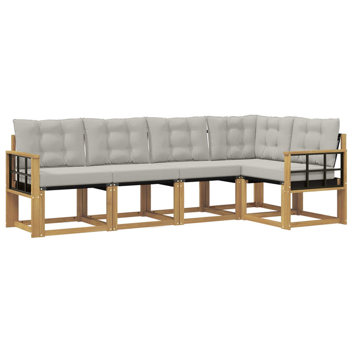 Set de canapele de exterior cu pernă 5 pcs Alb și gri deschis WALTI