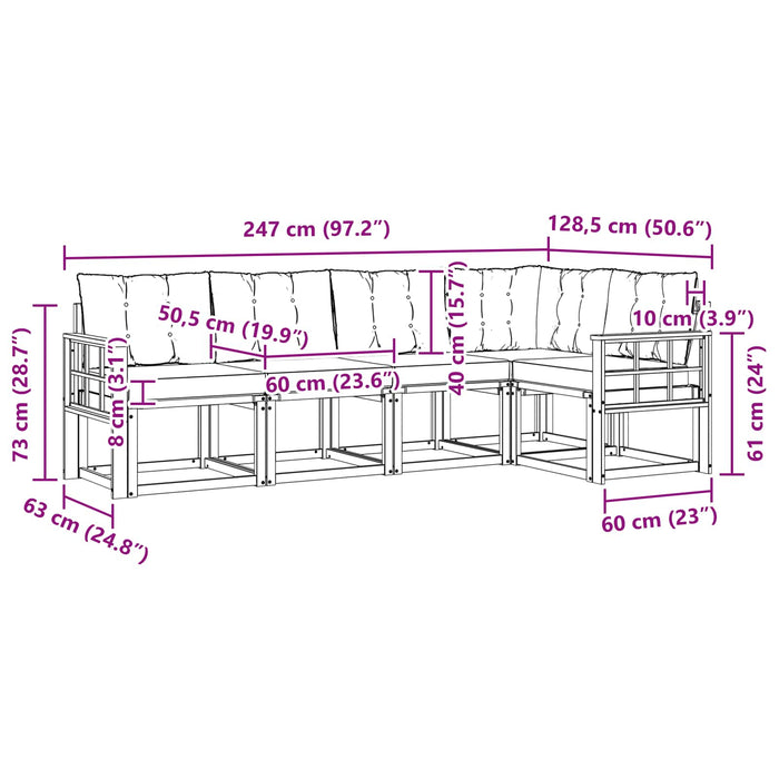 Set de canapele de exterior cu pernă 5 pcs Alb și gri deschis WALTI