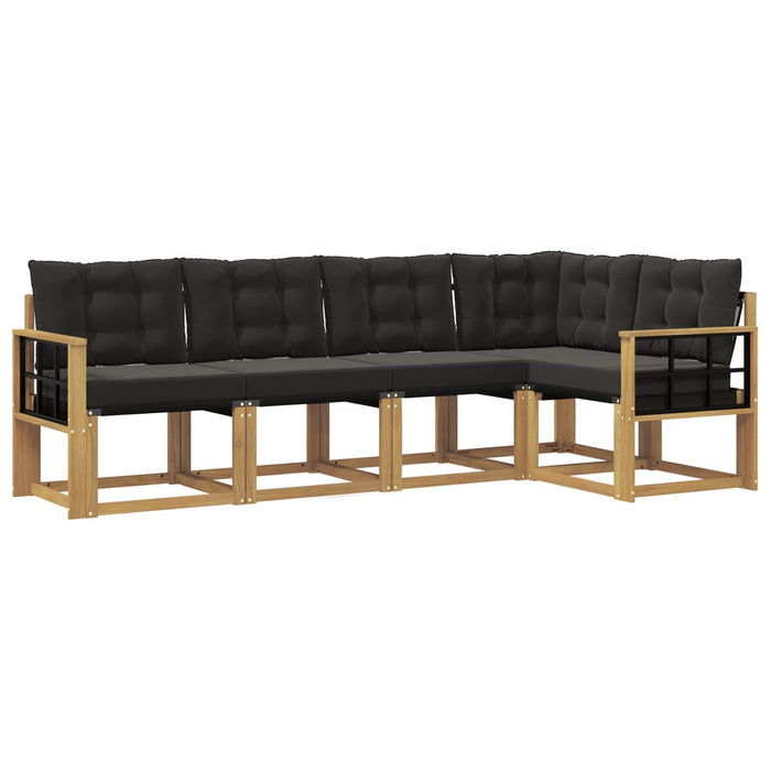 Set de canapele de exterior cu pernă 5 pcs Alb și negru WALTI