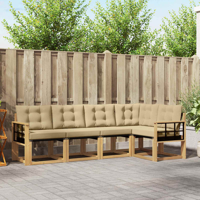 Set de canapele de exterior cu pernă 5 pcs Alb și Bej WALTI