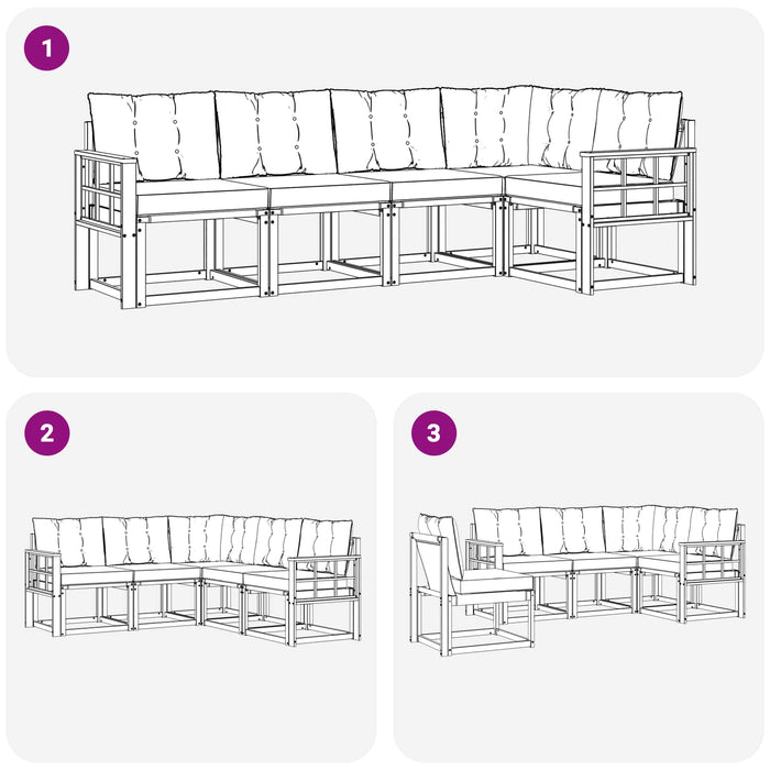Set de canapele de exterior cu pernă 5 pcs Alb și Bej WALTI