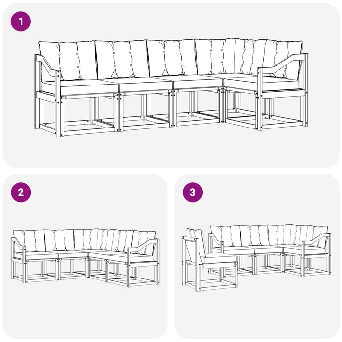Set de canapele de exterior cu pernă 5 pcs Alb și gri deschis WALTI