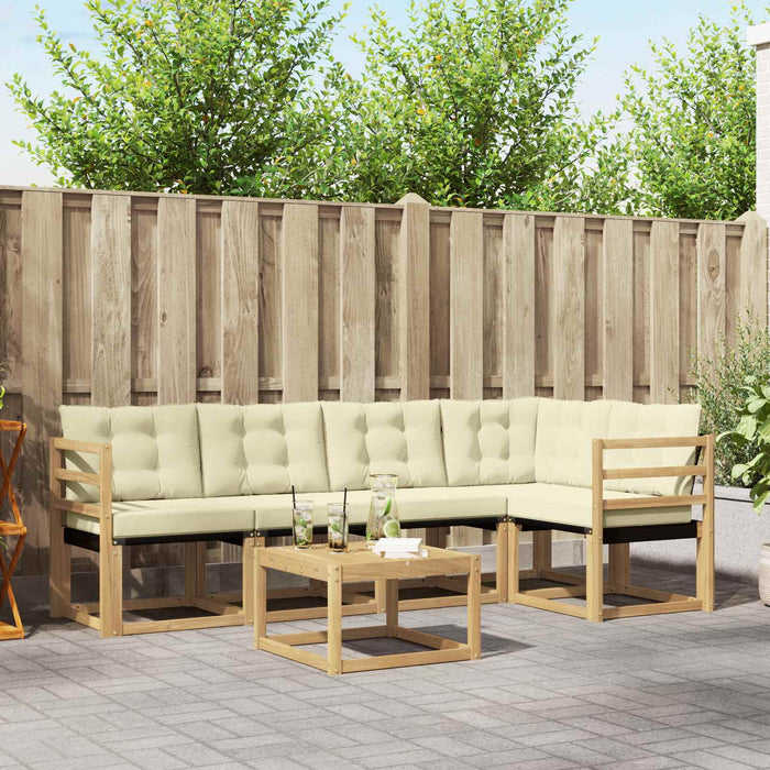Set de canapele de exterior cu pernă 6 pcs Alb și crem WALTI