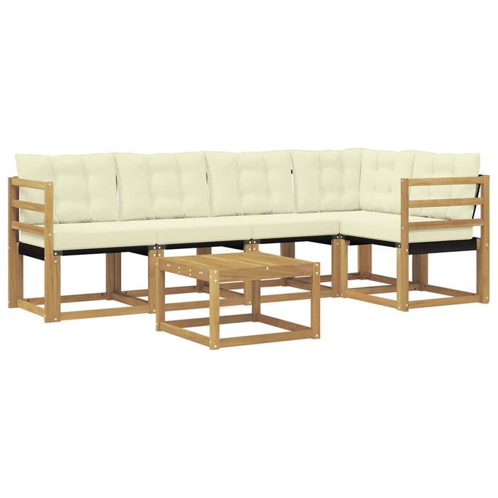Set de canapele de exterior cu pernă 6 pcs Alb și crem WALTI