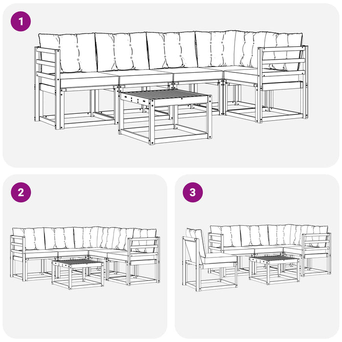 Set de canapele de exterior cu pernă 6 pcs Alb și crem WALTI