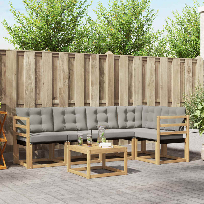 Set de canapele de exterior cu pernă 6 pcs Alb și gri deschis WALTI