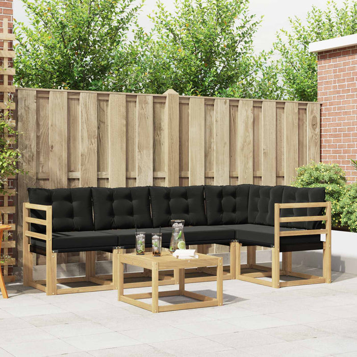 Set de canapele de exterior cu pernă 6 pcs Alb și negru WALTI