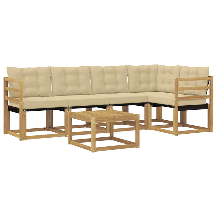 Set de canapele de exterior cu pernă 6 pcs Alb și Bej WALTI