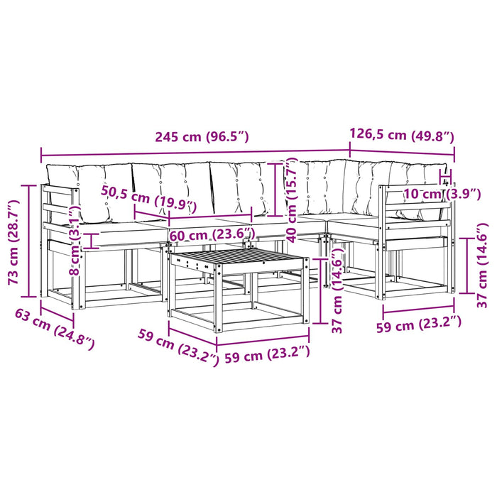 Set de canapele de exterior cu pernă 6 pcs Alb și Bej WALTI