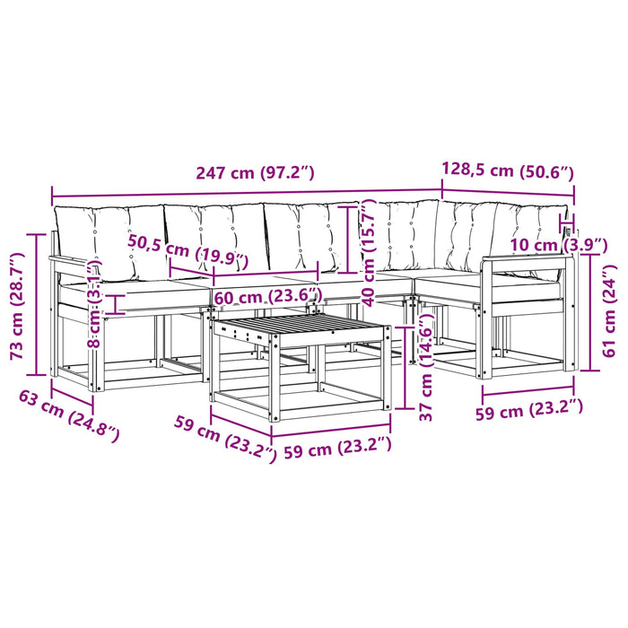 Set de canapele de exterior cu pernă 6 pcs Alb și crem WALTI