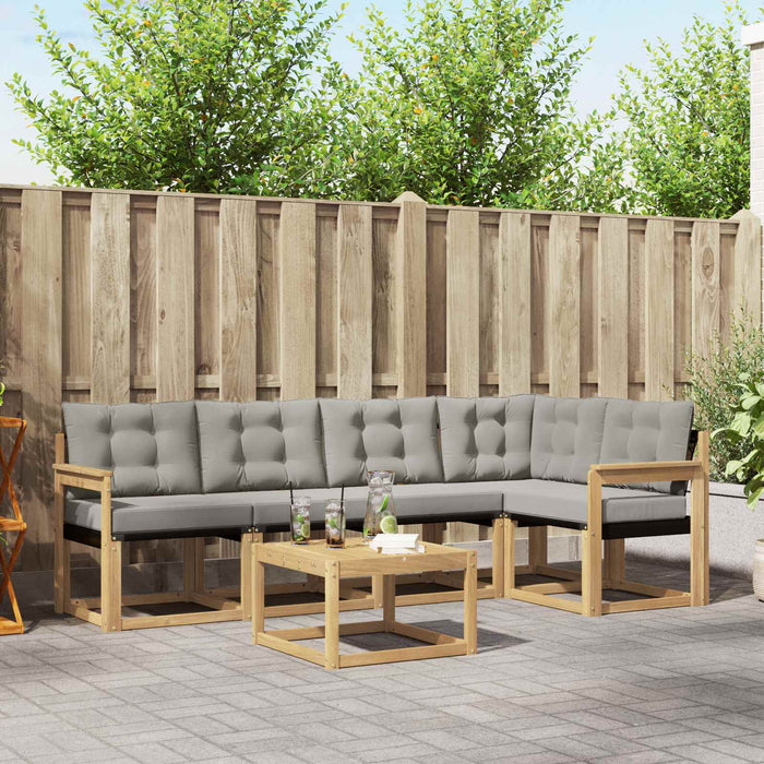 Set de canapele de exterior cu pernă 6 pcs Alb și gri deschis WALTI