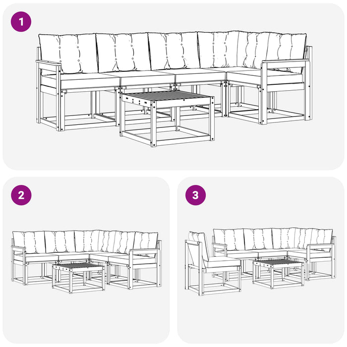Set de canapele de exterior cu pernă 6 pcs Alb și gri deschis WALTI