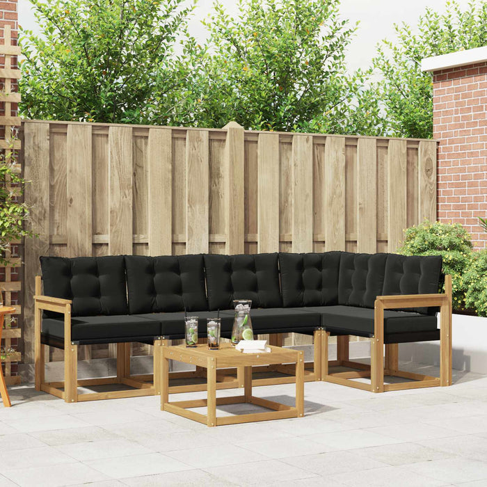 Set de canapele de exterior cu pernă 6 pcs Alb și negru WALTI