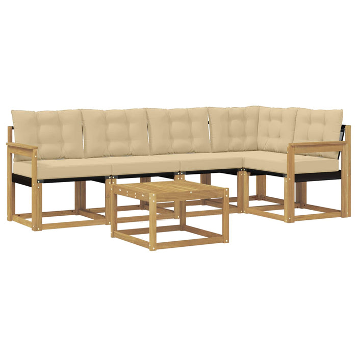 Set de canapele de exterior cu pernă 6 pcs Alb și Bej WALTI