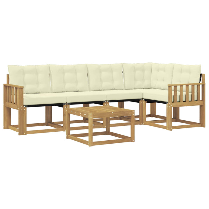 Set de canapele de exterior cu pernă 6 pcs Alb și crem WALTI