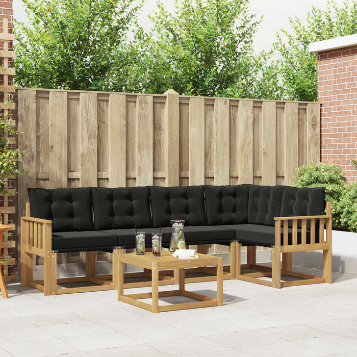 Set de canapele de exterior cu pernă 6 pcs Alb și negru WALTI