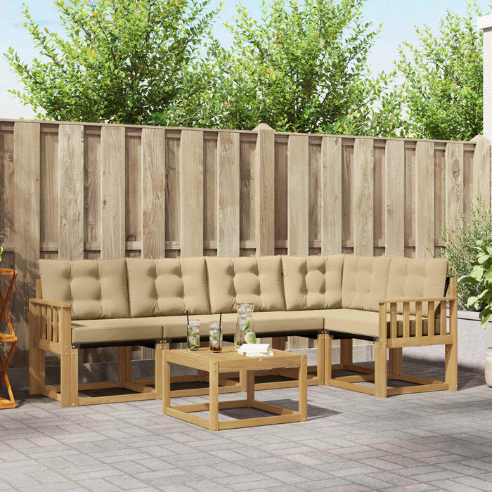 Set de canapele de exterior cu pernă 6 pcs Alb și Bej WALTI
